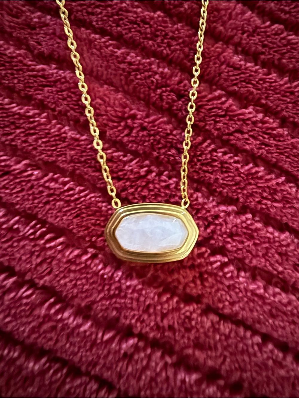 Gold Necklace NEW  with Rose Quartz Pendant - Women Jewelry with Box Included